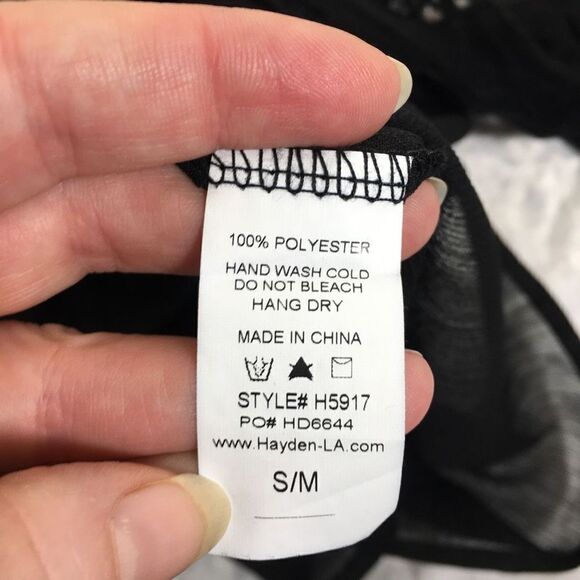 Hayden Women's Mesh Floral Lace and Sheer Peasant Blouse Size S - Picture 7 of 7